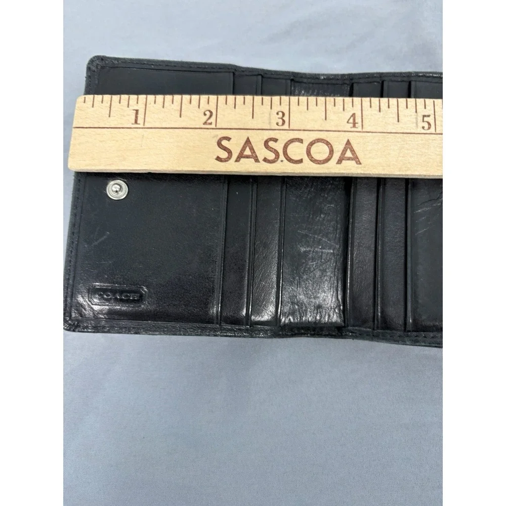 Vintage Coach Black Leather Bifold Small Wallet 3.5